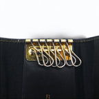 FENDI Made in Italy Pecan 6-ring key case Black Beige PVC Leather 2284/513516