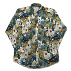 Vintage 90s Japan Made Retro Shirt mio SIROCCO Poly Shirt M Multicolor All-over Pattern Art