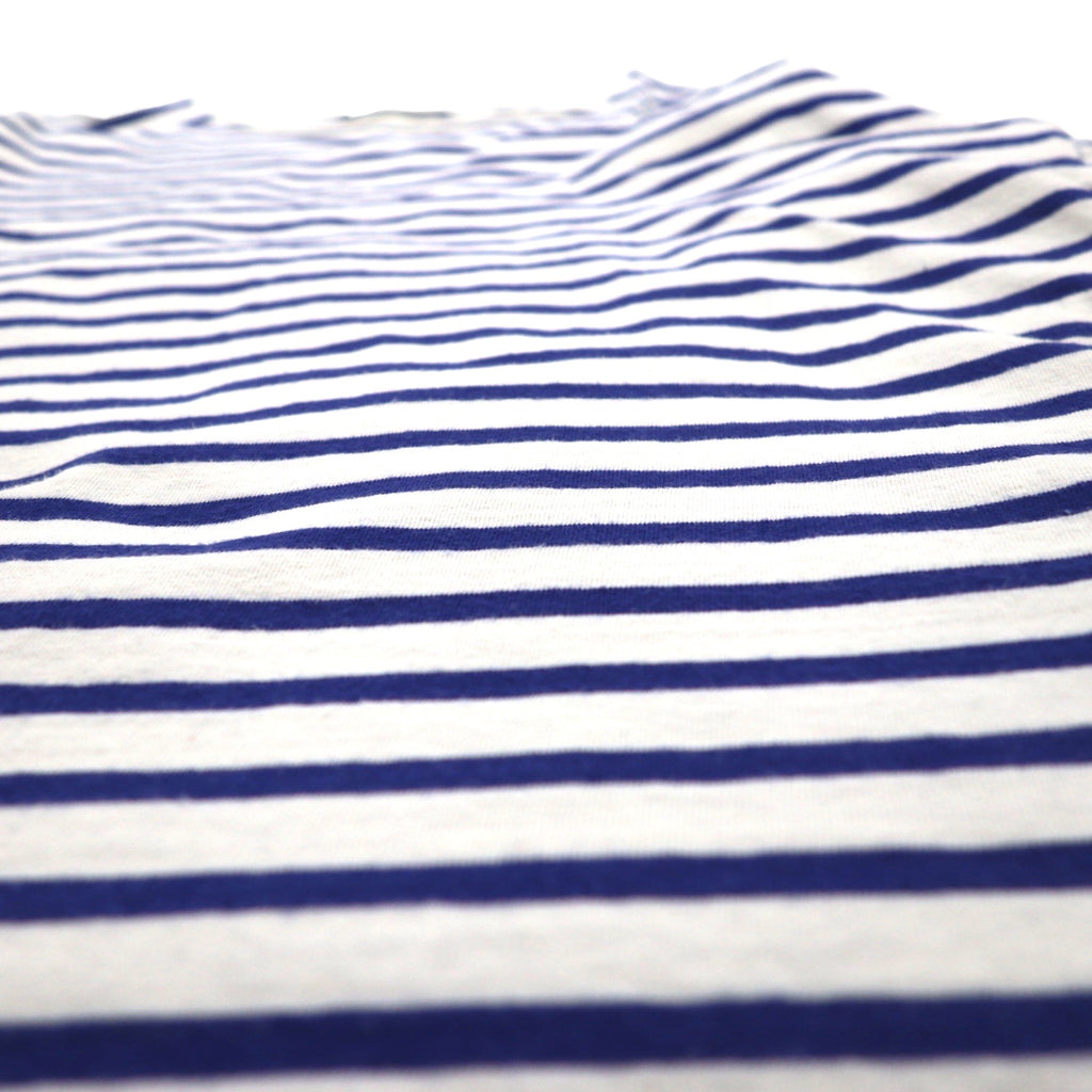 UNUSED Striped T-Shirt, Size L, Blue and White, Cotton, Made in Japan