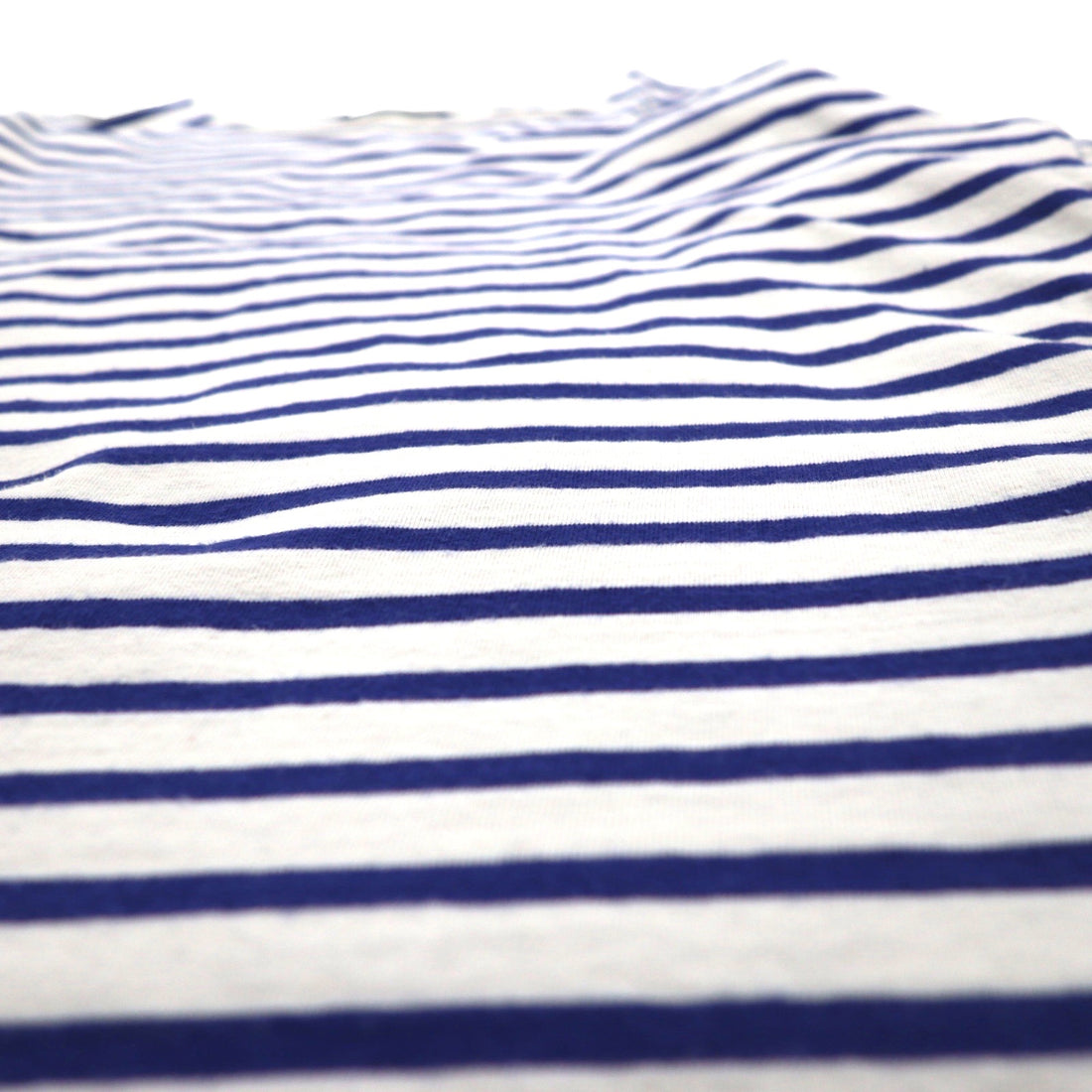 UNUSED Striped T-Shirt, Size L, Blue and White, Cotton, Made in Japan