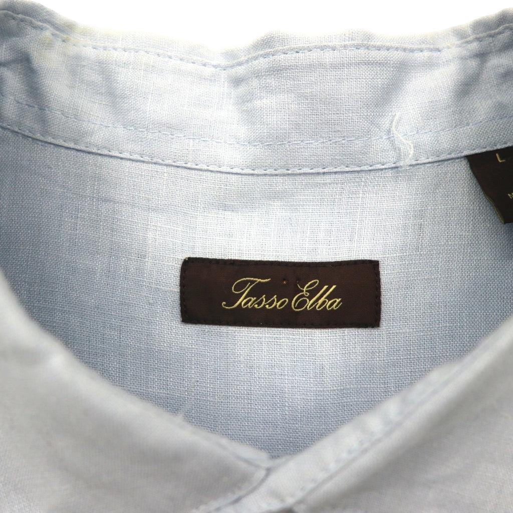 Vintage Cuban Shirt キューバシャツ L ブルー リネン 4ポケット ボックスシルエット 麻 Tasso Elba