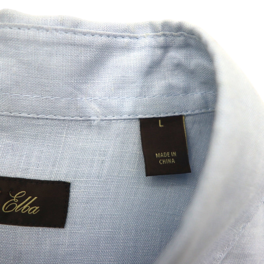 Vintage Cuban Shirt キューバシャツ L ブルー リネン 4ポケット ボックスシルエット 麻 Tasso Elba