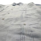 Vintage Cuban Shirt キューバシャツ L ブルー リネン 4ポケット ボックスシルエット 麻 Tasso Elba