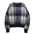 Polo by Ralph Lauren 90s Cotton Knit Sweater L Navy Tartan Check