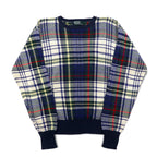 Polo by Ralph Lauren 90s Cotton Knit Sweater L Navy Tartan Check