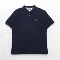 NAUTICA Polo Shirt, XL, Navy, Cotton, Pique, One Point Logo Embroidery