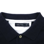 NAUTICA Polo Shirt, XL, Navy, Cotton, Pique, One Point Logo Embroidery