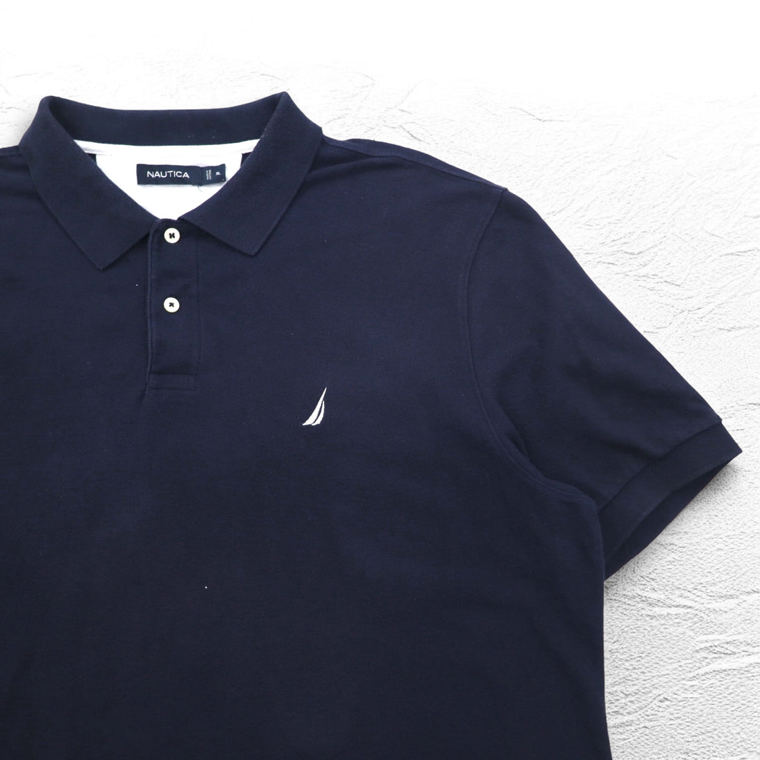 NAUTICA Polo Shirt, XL, Navy, Cotton, Pique, One Point Logo Embroidery