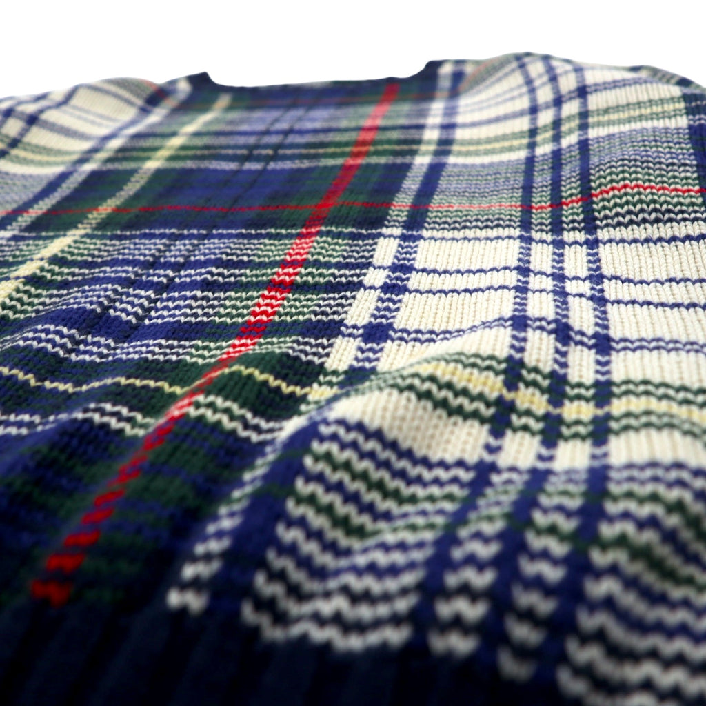 Polo by Ralph Lauren 90s Cotton Knit Sweater L Navy Tartan Check