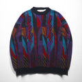 McGREGOR 80s Made in USA Jacquard Knit Sweater, XL, Black, All-Over Print