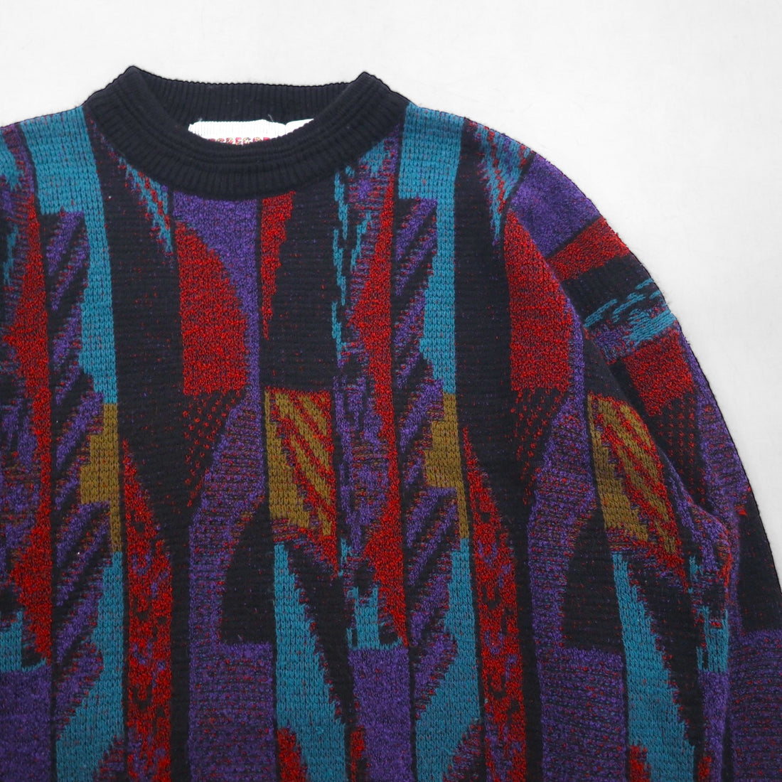McGREGOR 80s Made in USA Jacquard Knit Sweater, XL, Black, All-Over Print