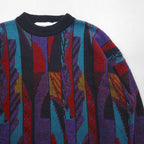 McGREGOR 80s Made in USA Jacquard Knit Sweater, XL, Black, All-Over Print