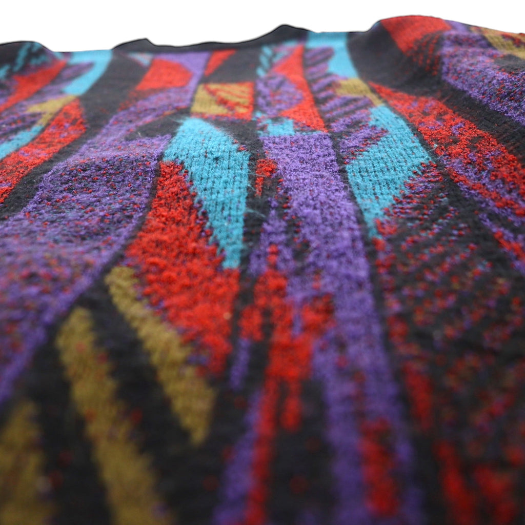 McGREGOR 80s Made in USA Jacquard Knit Sweater, XL, Black, All-Over Print