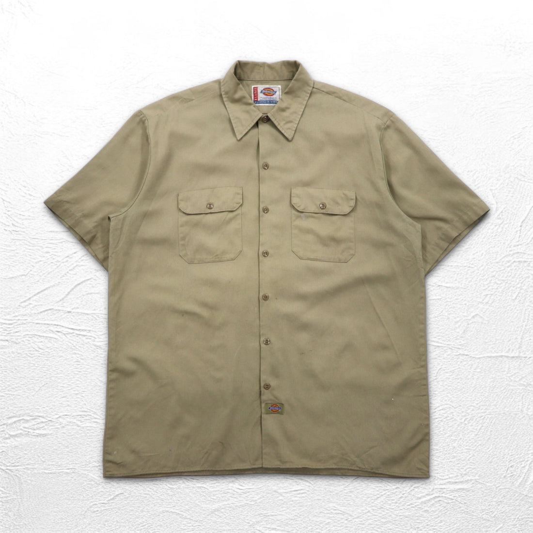 Dickies Short Sleeve Work Shirt, XL, Beige, Polyester, Cotton, Chest Pocket, Big Size, Made in Nicaragua