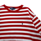 Polo by Ralph Lauren 90年代 クルーネック スウェット M レッド ボーダー 裏起毛 スモールポニー刺繍