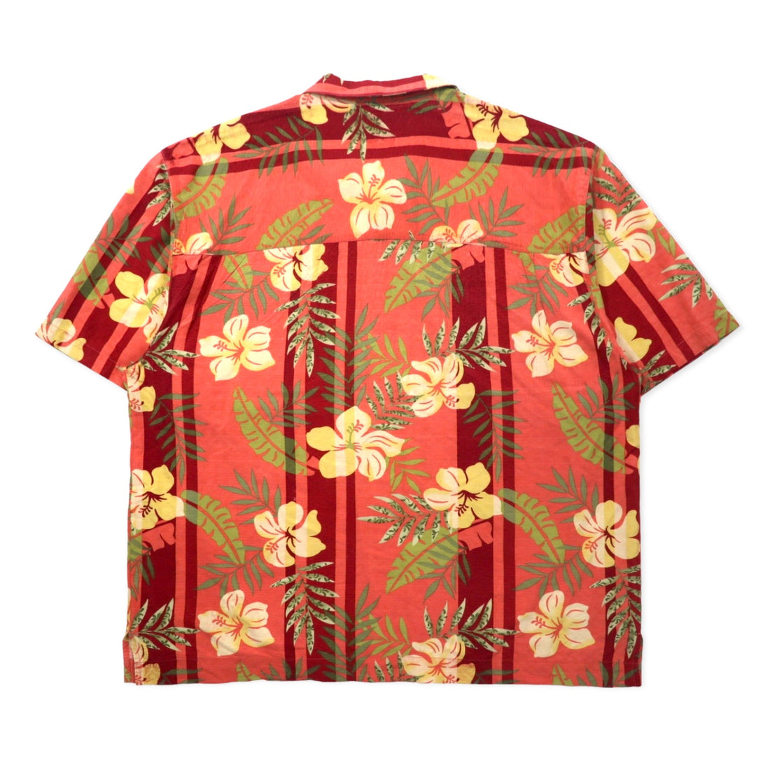 Bermuda Bay Aloha Shirt XL Red Silk All-over Hibiscus Botanical Big Size