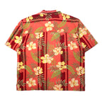 Bermuda Bay Aloha Shirt XL Red Silk All-over Hibiscus Botanical Big Size