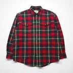 Eddie Bauer 90年代 フランネル ワークシャツ XL レッド チェック LEGENDS チェック ダブルポケット