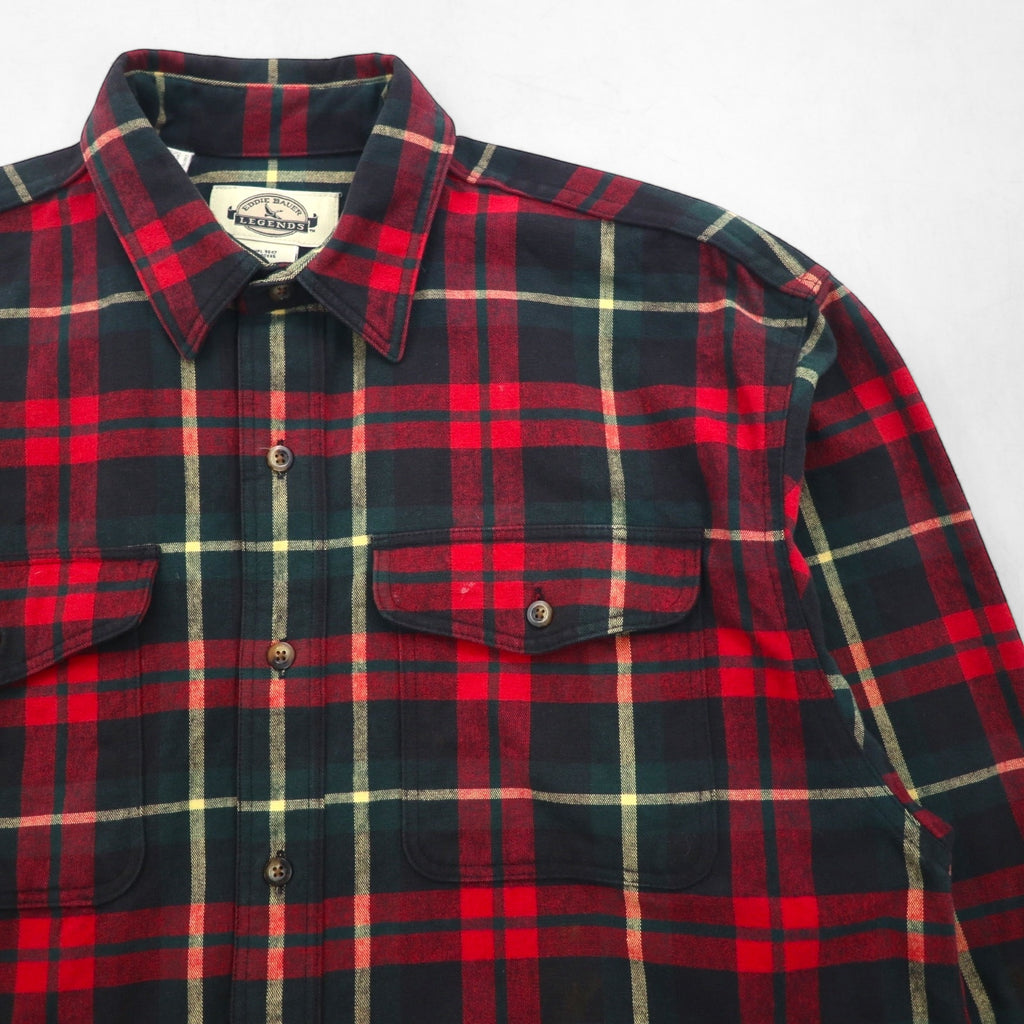 Eddie Bauer 90年代 フランネル ワークシャツ XL レッド チェック LEGENDS チェック ダブルポケット