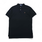 Polo by Ralph Lauren 90s Polo Shirt, Size M, Black, Cotton, Pique, Small Pony Embroidery, Made in Peru