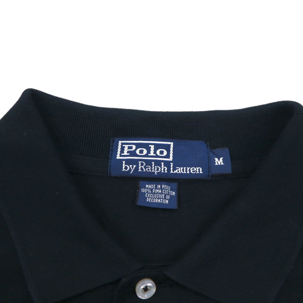 Polo by Ralph Lauren 90s Polo Shirt, Size M, Black, Cotton, Pique, Small Pony Embroidery, Made in Peru