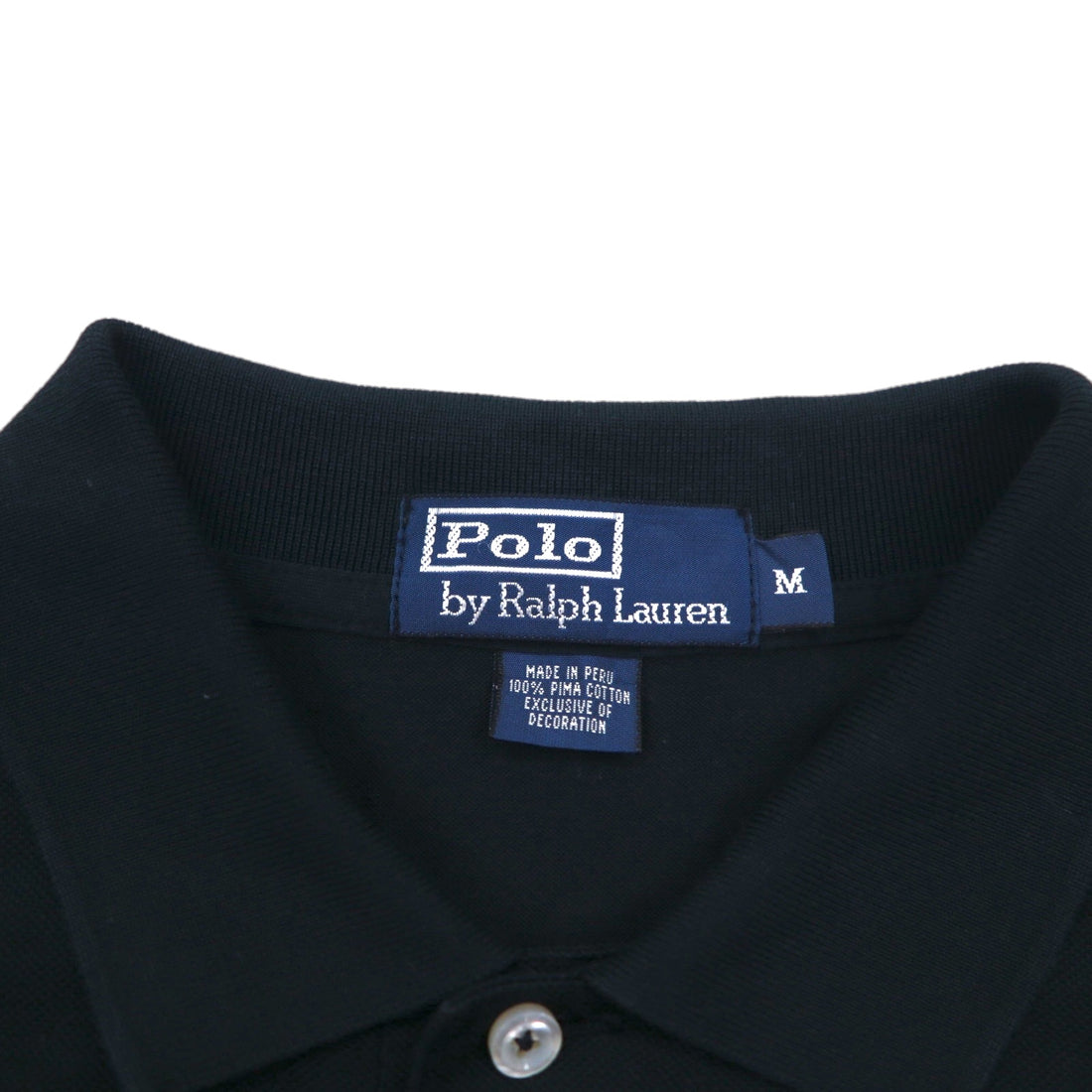 Polo by Ralph Lauren 90s Polo Shirt, Size M, Black, Cotton, Pique, Small Pony Embroidery, Made in Peru