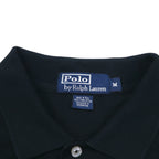 Polo by Ralph Lauren 90s Polo Shirt, Size M, Black, Cotton, Pique, Small Pony Embroidery, Made in Peru