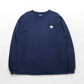 carhartt ロングスリーブ Tシャツ ロンT L ネイビー ポケット付き ホンジュラス製