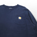 carhartt ロングスリーブ Tシャツ ロンT L ネイビー ポケット付き ホンジュラス製