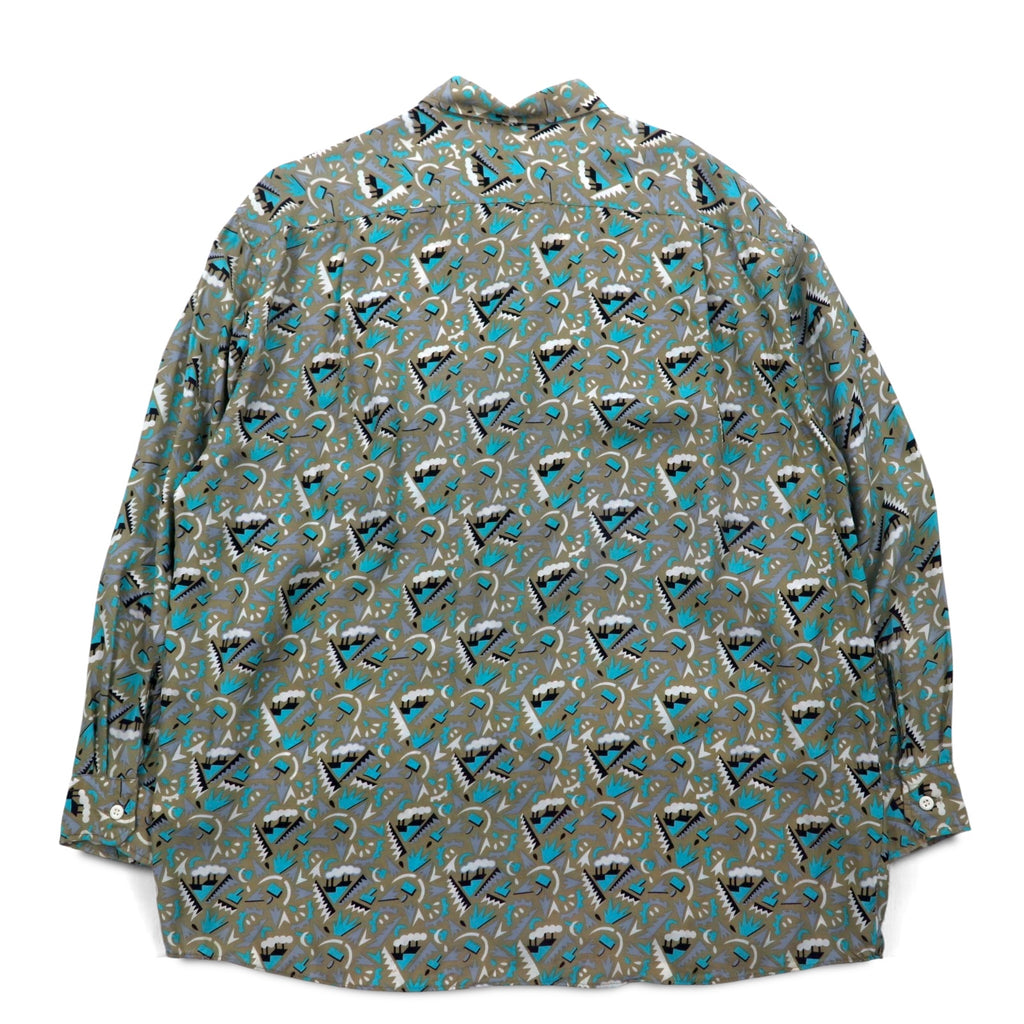 Vintage 90s Retro Shirt JESSE JAMES All-over Print Shirt L Grey Cupra Chest Pocket