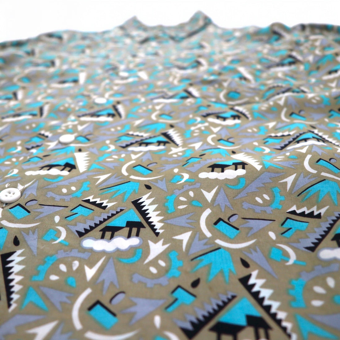 Vintage 90s Retro Shirt JESSE JAMES All-over Print Shirt L Grey Cupra Chest Pocket