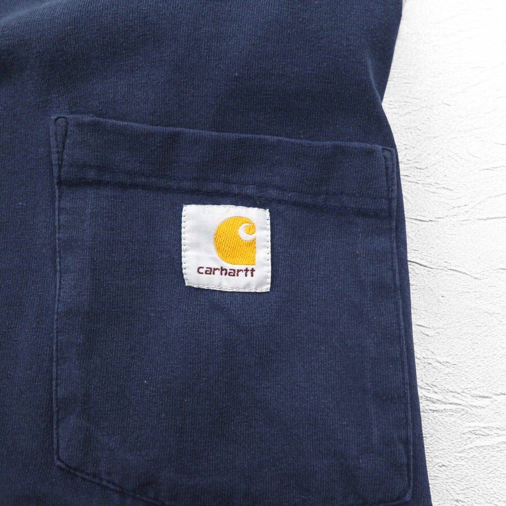 carhartt ロングスリーブ Tシャツ ロンT L ネイビー ポケット付き ホンジュラス製