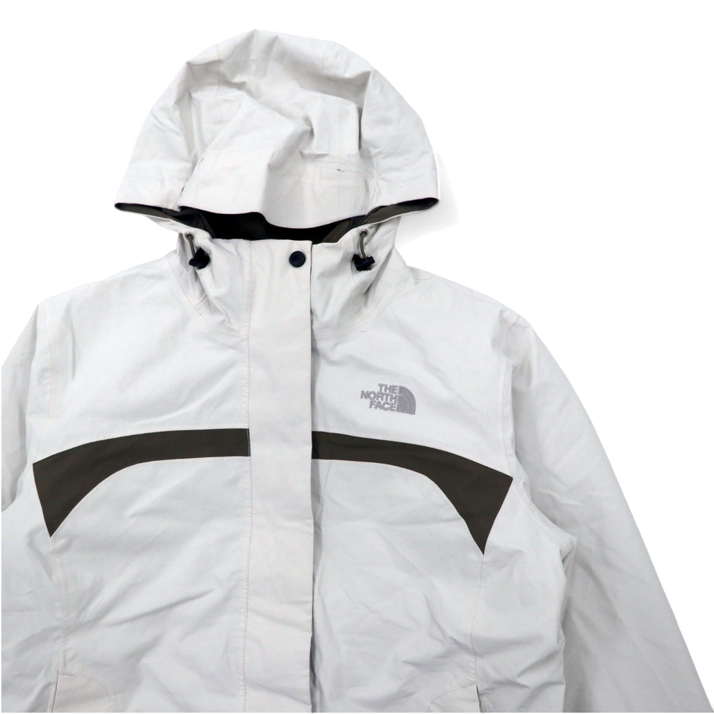 THE NORTH FACE 3WAY Mountain Parka M White Khaki Polyester HYVENT Waterproof Breathable Fleece Liner Removable US Standard