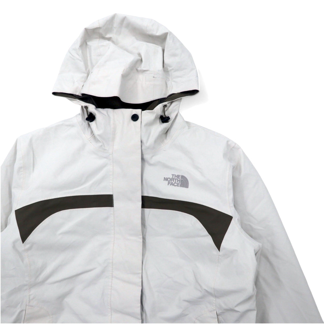 THE NORTH FACE 3WAY Mountain Parka M White Khaki Polyester HYVENT Waterproof Breathable Fleece Liner Removable US Standard