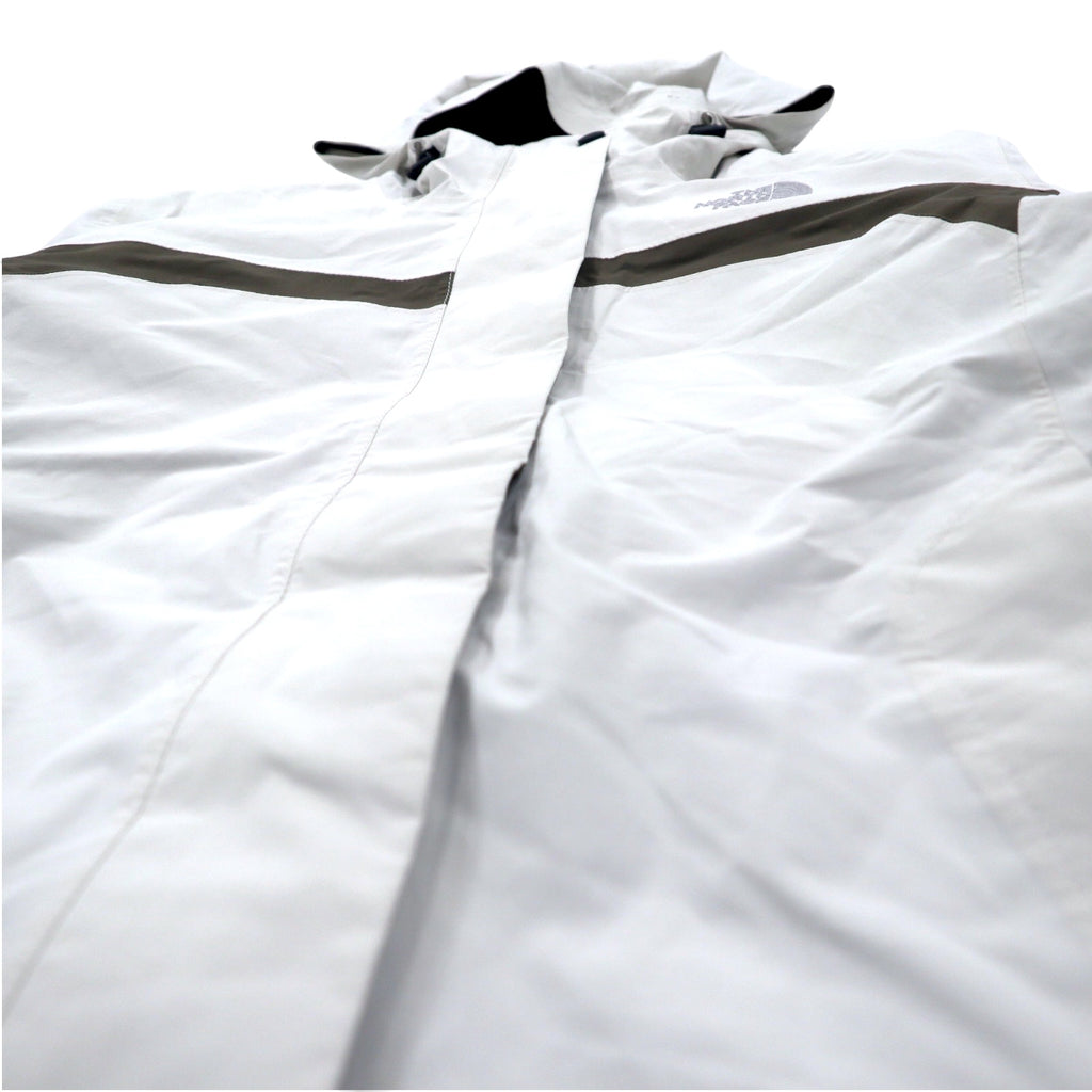 THE NORTH FACE 3WAY Mountain Parka M White Khaki Polyester HYVENT Waterproof Breathable Fleece Liner Removable US Standard