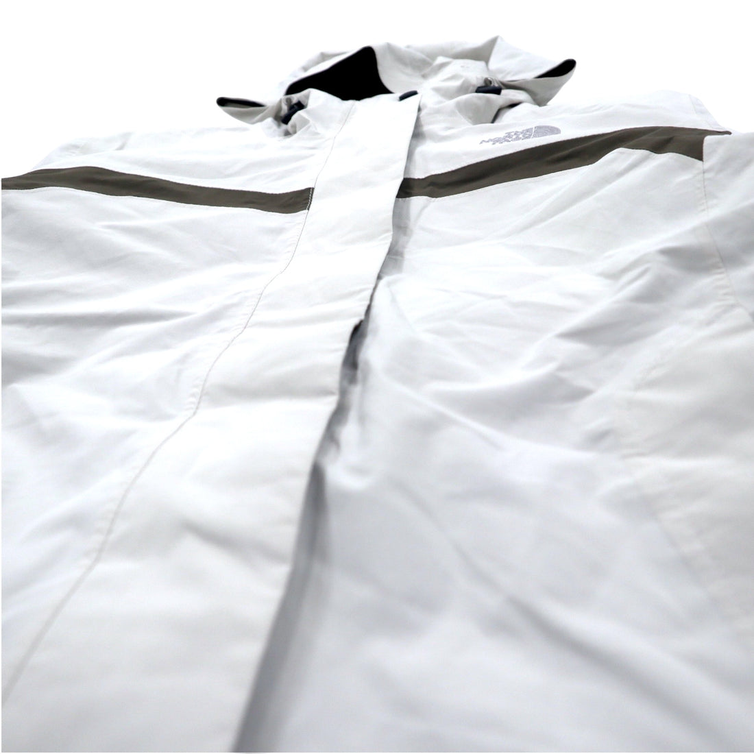 THE NORTH FACE 3WAY Mountain Parka M White Khaki Polyester HYVENT Waterproof Breathable Fleece Liner Removable US Standard