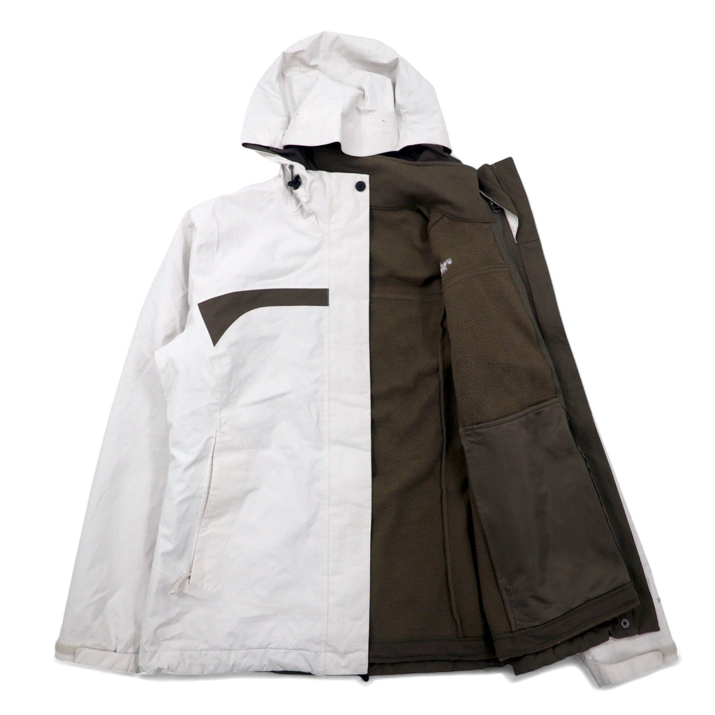 THE NORTH FACE 3WAY Mountain Parka M White Khaki Polyester HYVENT Waterproof Breathable Fleece Liner Removable US Standard