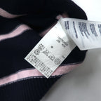 TOMMY HILFIGER コットン ニット パーカー S ネイビー ボーダー エルボーパッチ フロントポケット