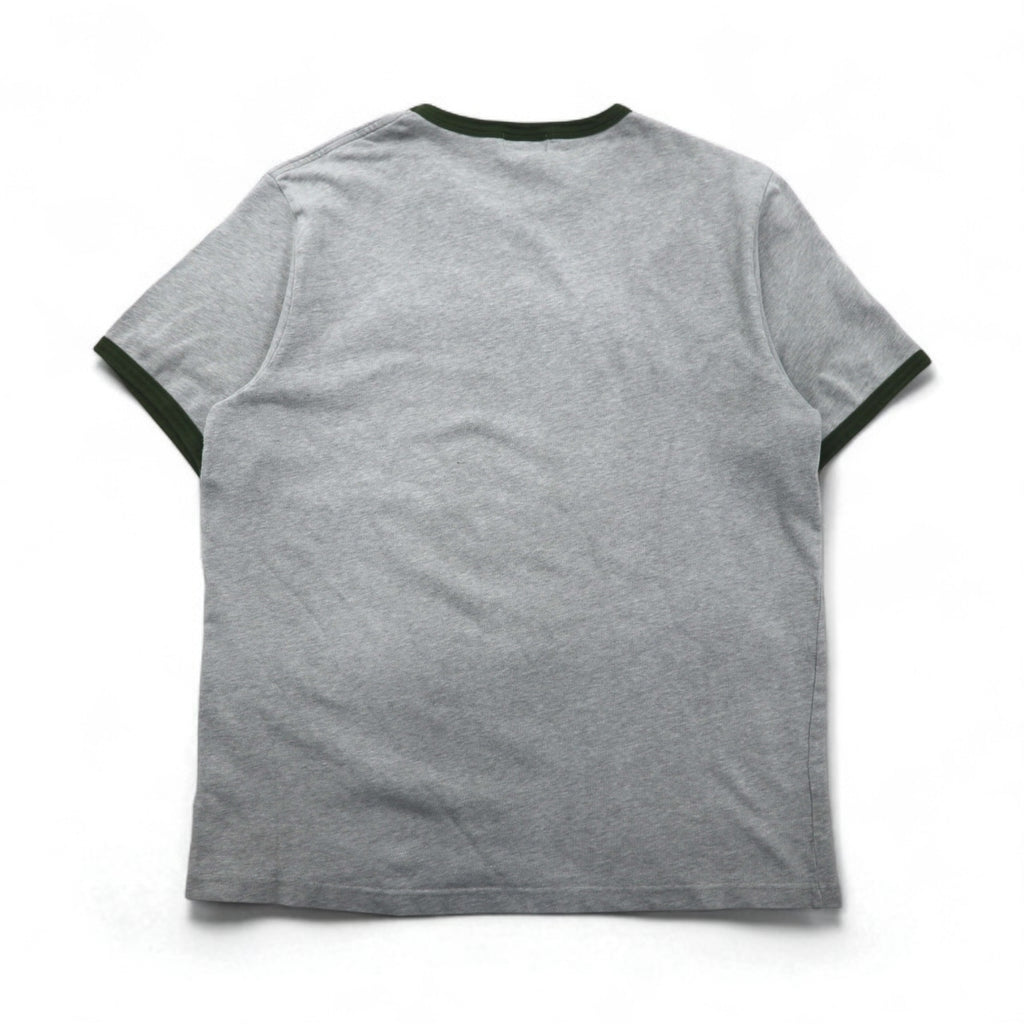 POLO JEANS Co. RALPH LAUREN 90s Arch Logo Ringer T-Shirt, Size XL, Gray, Embroidered Chainstitch Cotton
