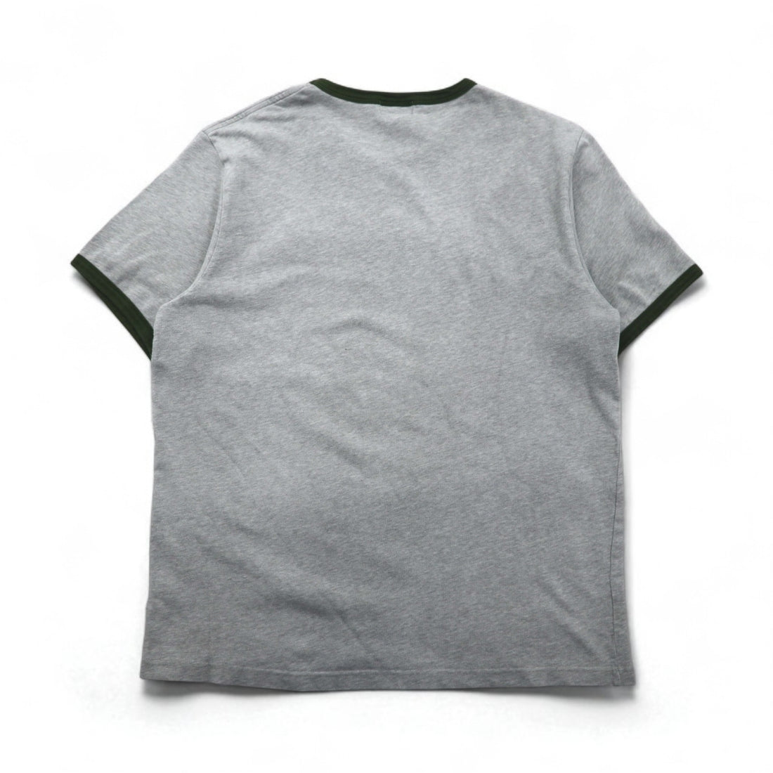 POLO JEANS Co. RALPH LAUREN 90s Arch Logo Ringer T-Shirt, Size XL, Gray, Embroidered Chainstitch Cotton