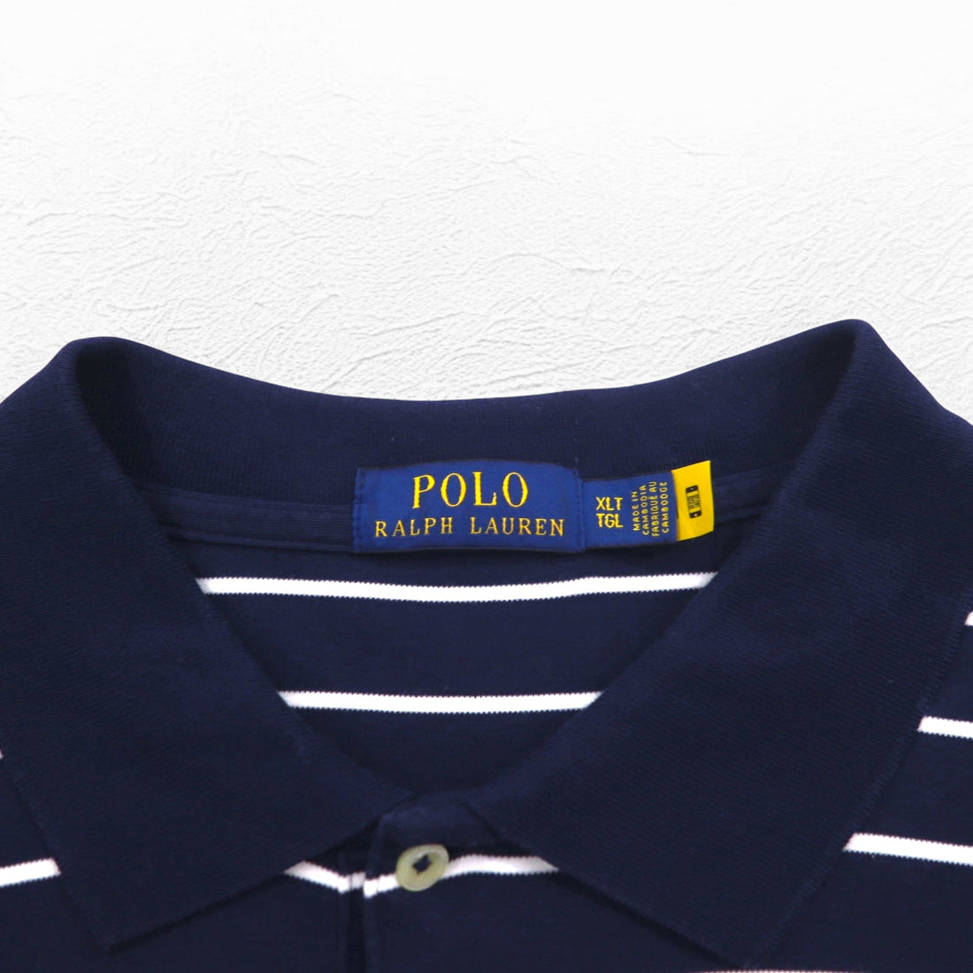 POLO RALPH LAUREN Striped Polo Shirt XL Navy Cotton Small Pony Embroidery