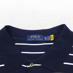 POLO RALPH LAUREN Striped Polo Shirt XL Navy Cotton Small Pony Embroidery