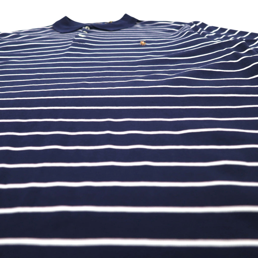 POLO RALPH LAUREN Striped Polo Shirt XL Navy Cotton Small Pony Embroidery