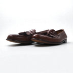 mezlan Spanish-made Quilted Tassel Loafers, Size 28cm, Brown Leather, SANTANDER