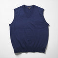 Brooks Brothers Merino Wool Knit V-Neck Vest, Large, Navy, Extra Fine Italian Merino