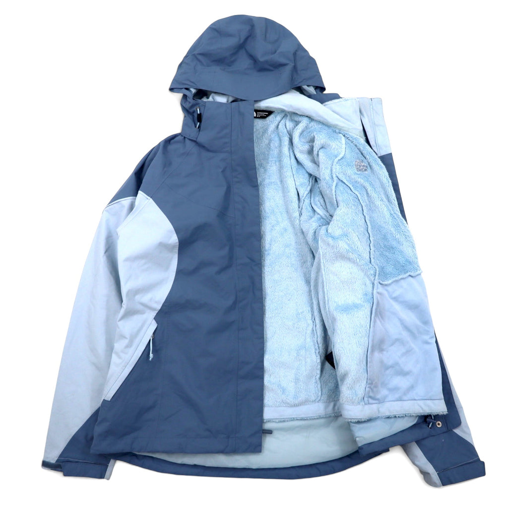 THE NORTH FACE 3WAY Mountain Parka M Blue Nylon HYVENT Waterproof Breathable Fleece Liner Detachable Hood US Standard