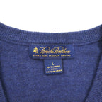 Brooks Brothers Merino Wool Knit V-Neck Vest, Large, Navy, Extra Fine Italian Merino