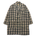 Sunday Works USA Made Gown Coat S Khaki Check Cotton UNION MADE