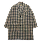 Sunday Works USA Made Gown Coat S Khaki Check Cotton UNION MADE