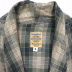Sunday Works USA Made Gown Coat S Khaki Check Cotton UNION MADE